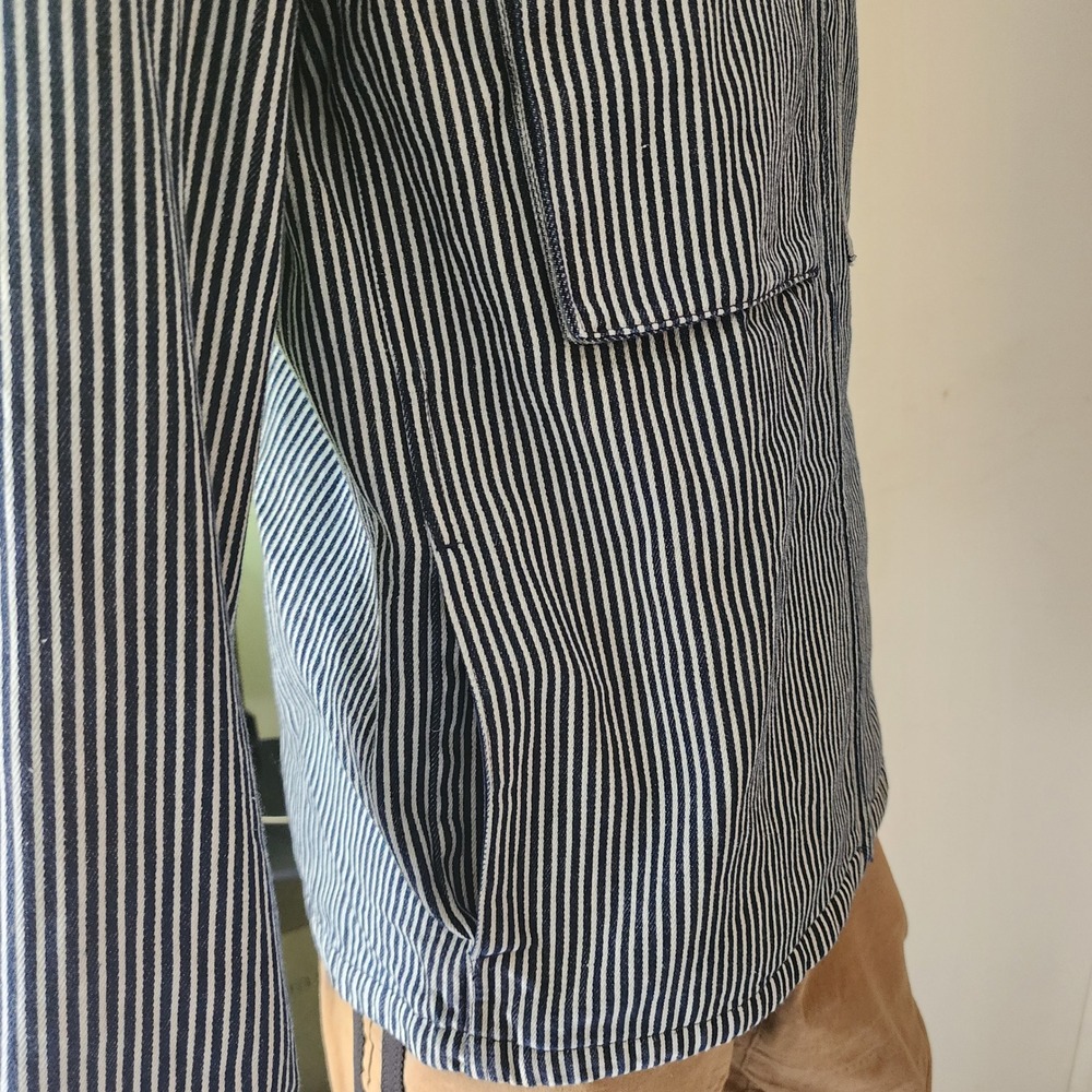 Levis Hickory Stripe Denim Zip Up Workwear Jacket Mens Blue White Chore Coat @27 - Picture 8 of 15